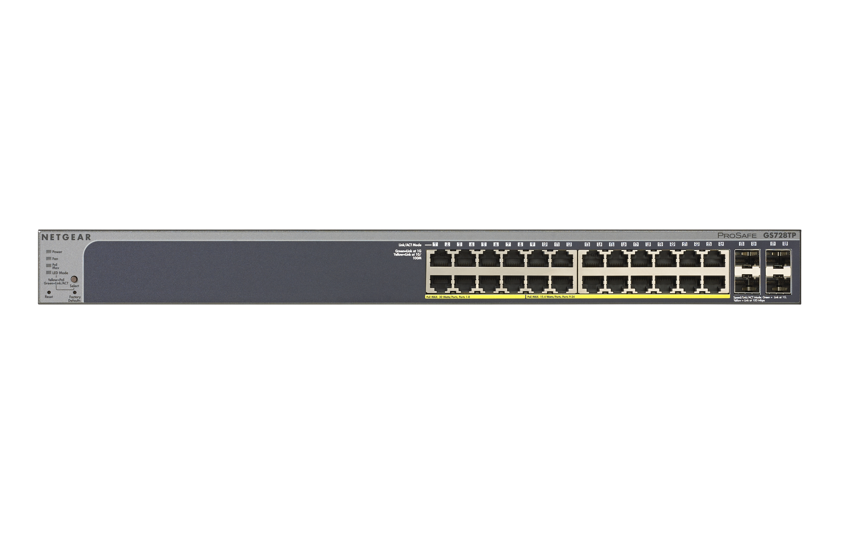 Netgear ProSAFE Smart Switch - GS728TP - 28 Power over Ethernet (PoE) Poorten